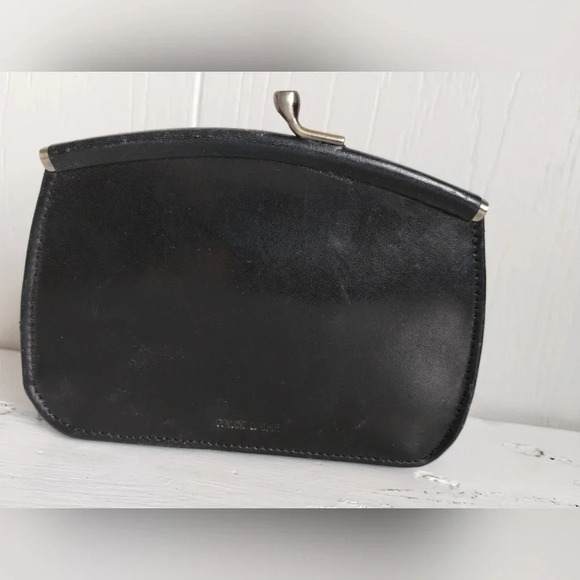 Fossil Wallet Clutch in Black Party Evening Wallet Leather Fur Kisslock - Picture 4 of 6